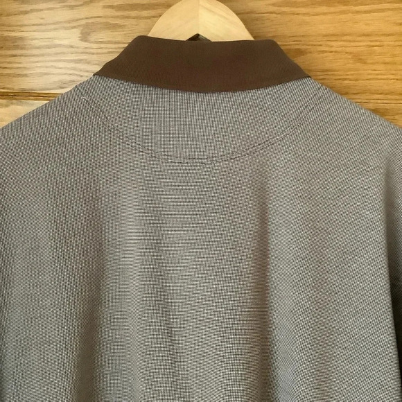VINTAGE Brown Cotton Knit Polo Shirt Size L - Picture 7 of 14